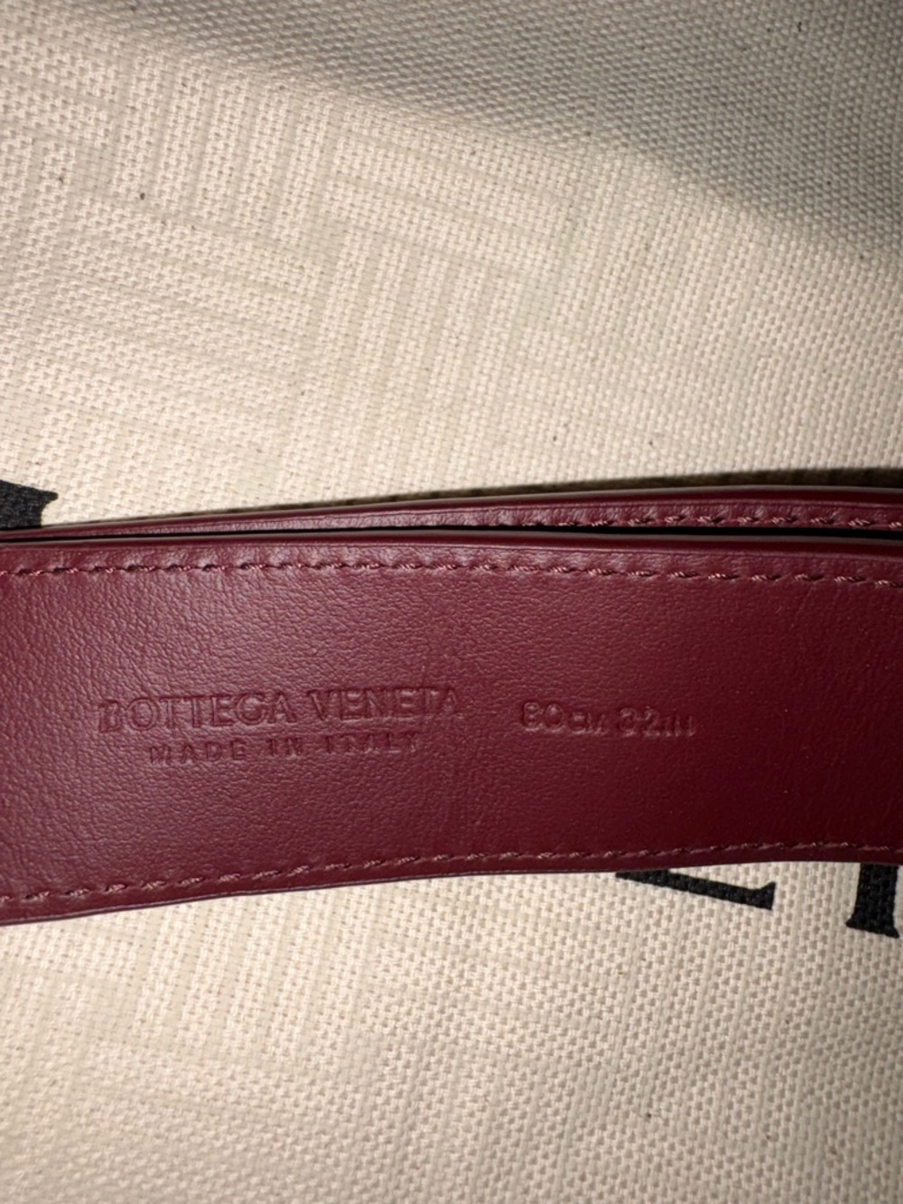 Bottega Veneta Burgundy Woven Leather Belt with Gold Key Accent - Picture 3 of 7